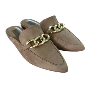 Kell Parker Womens Gold Chunky Chain Mule 9 Tan Slip Ons Classic Everyday Flats